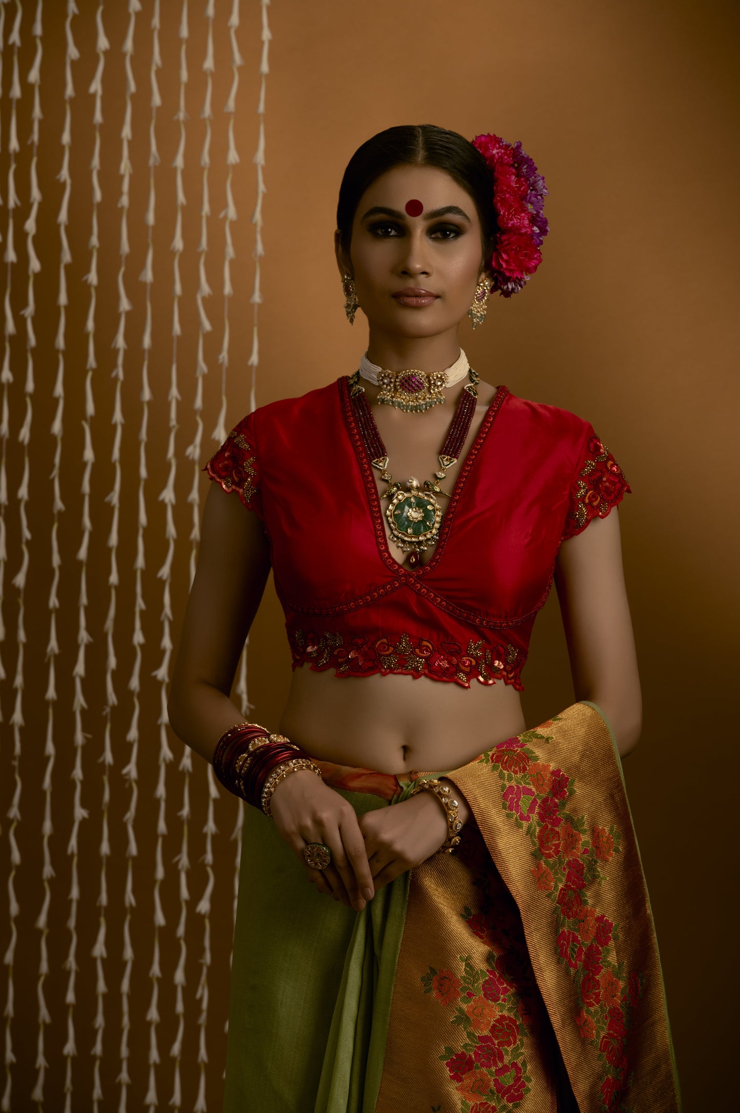 Red silk saree blouse