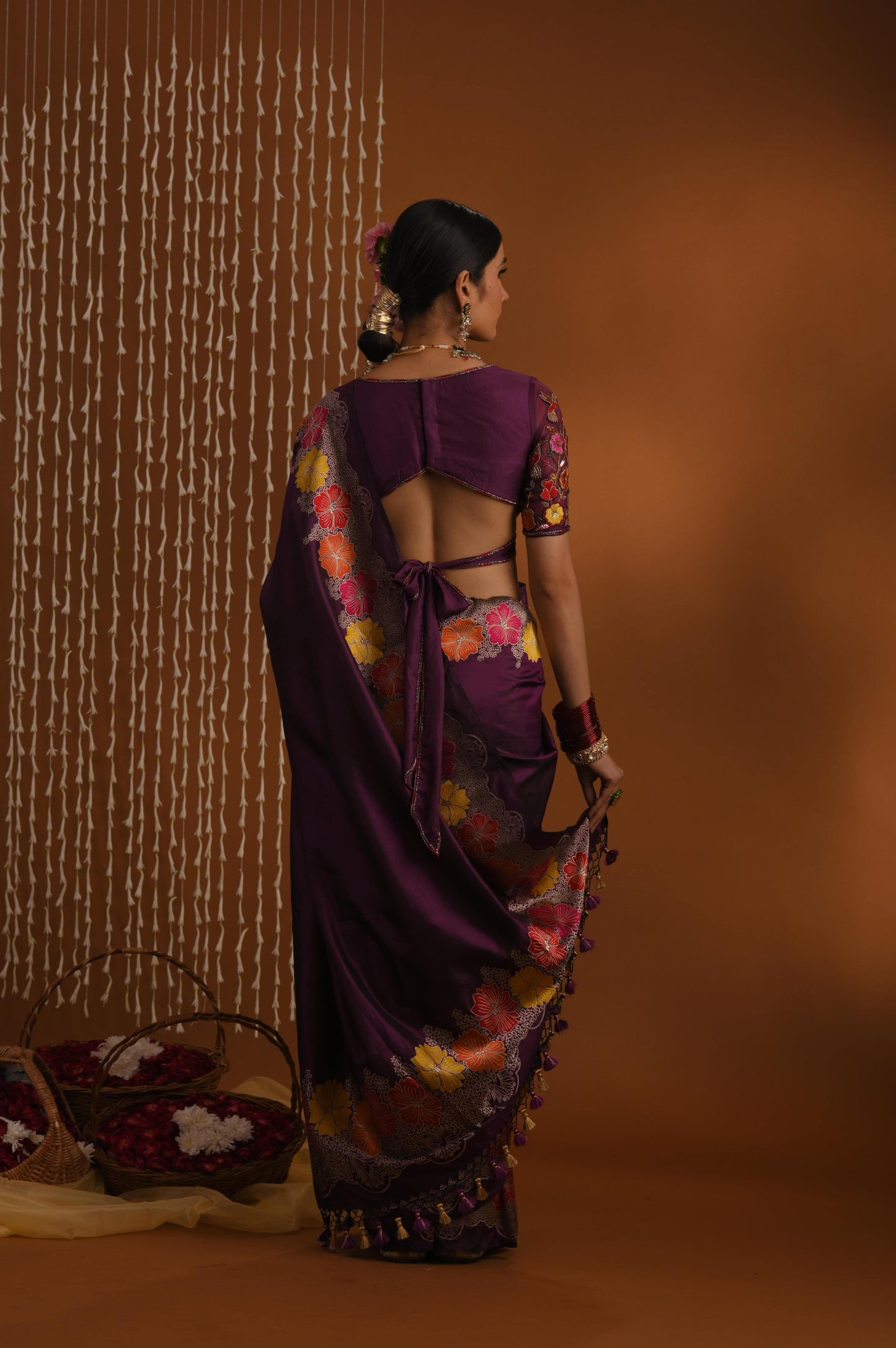 Purple silk saree blouse