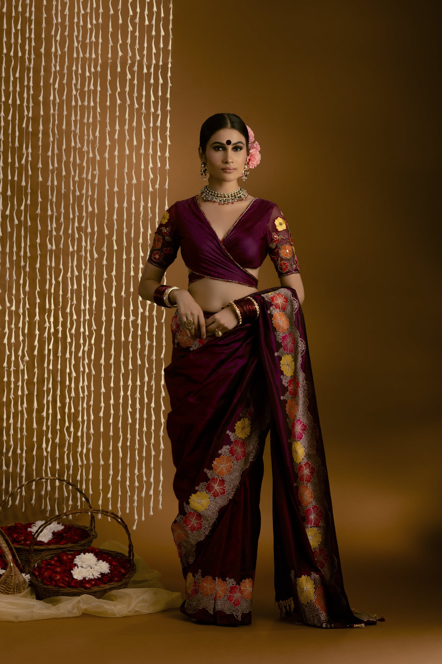 Purple silk saree blouse