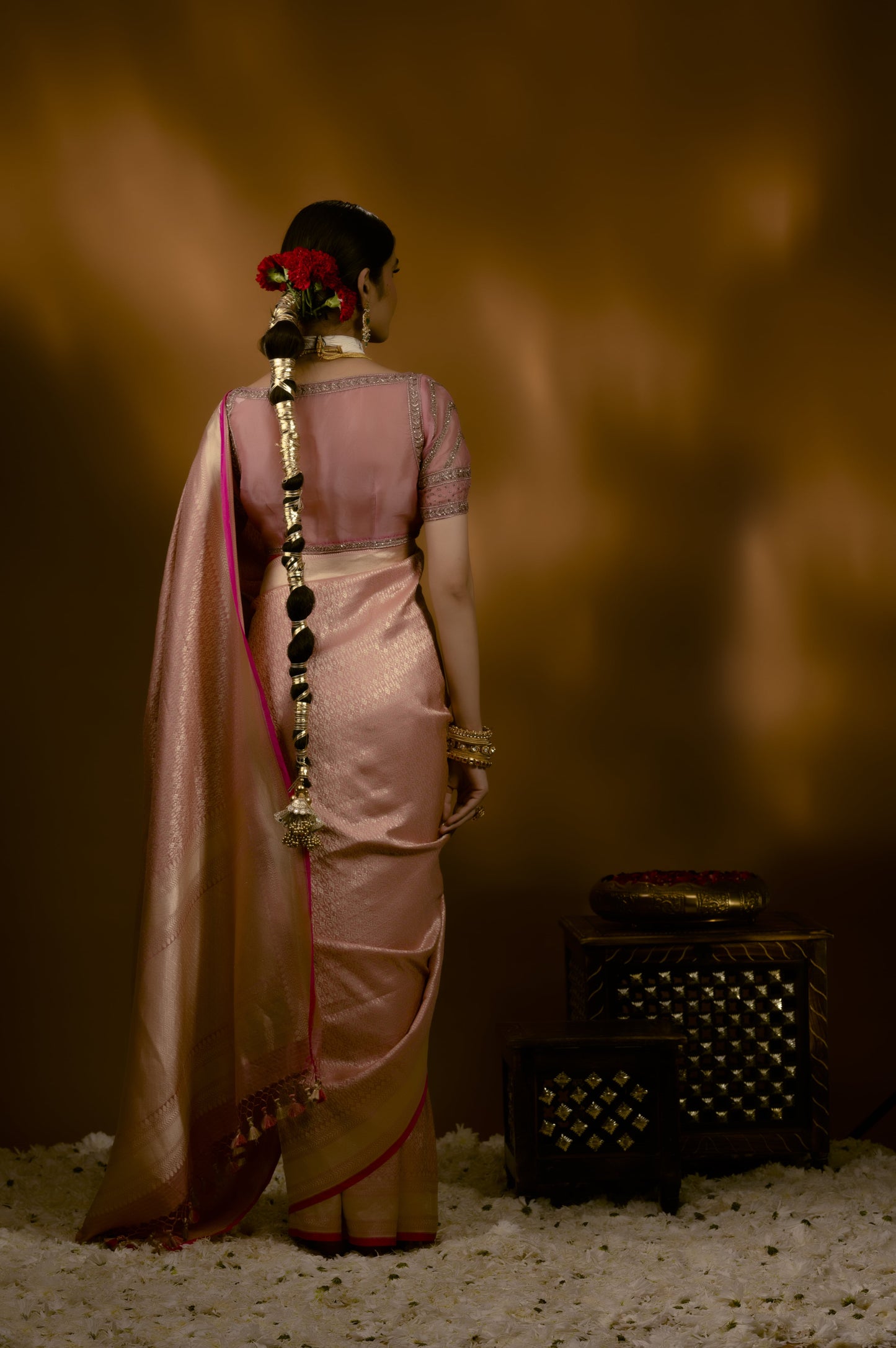 Pink silk saree blouse