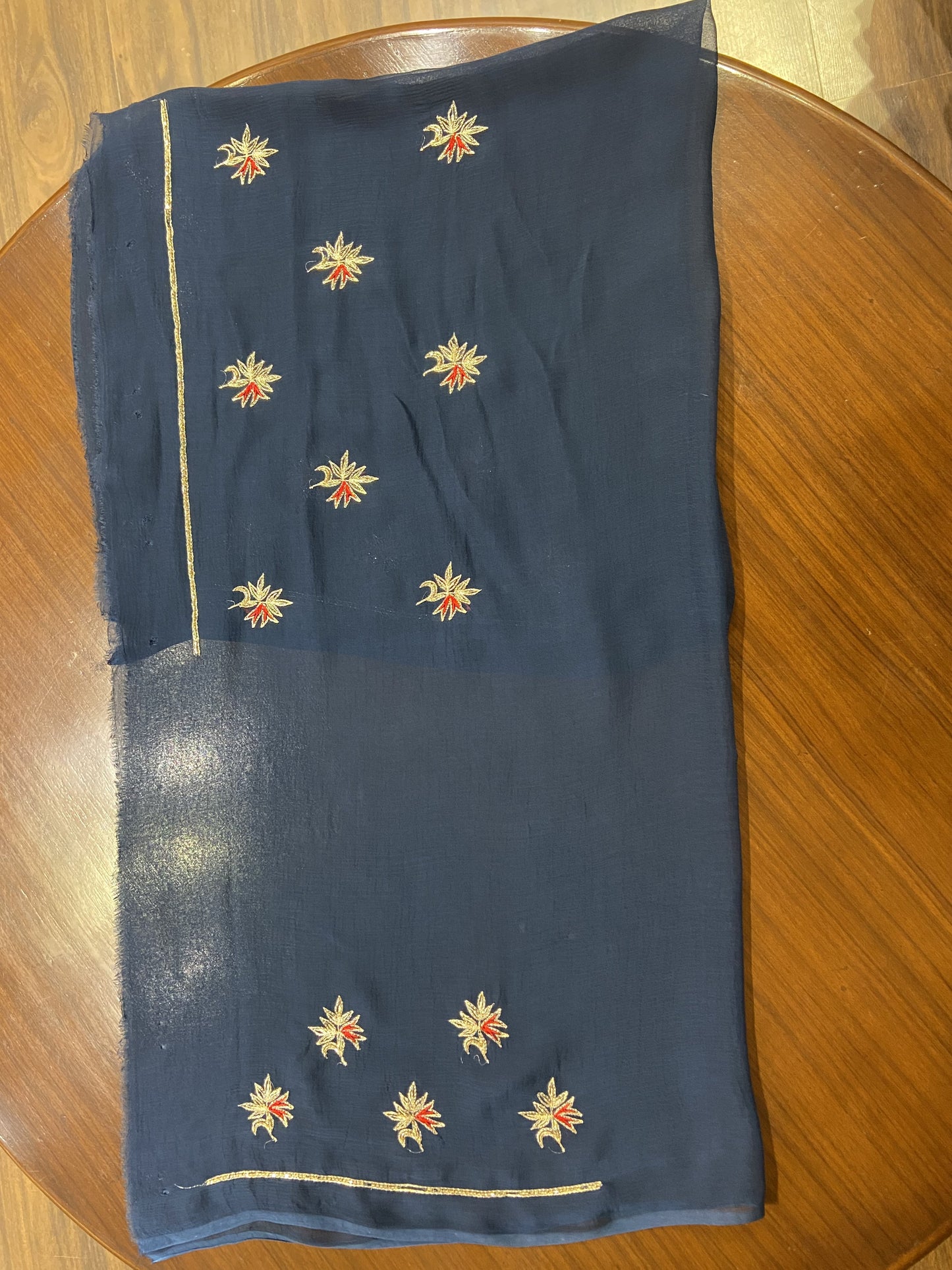 Navy Blue Chiffon Saree