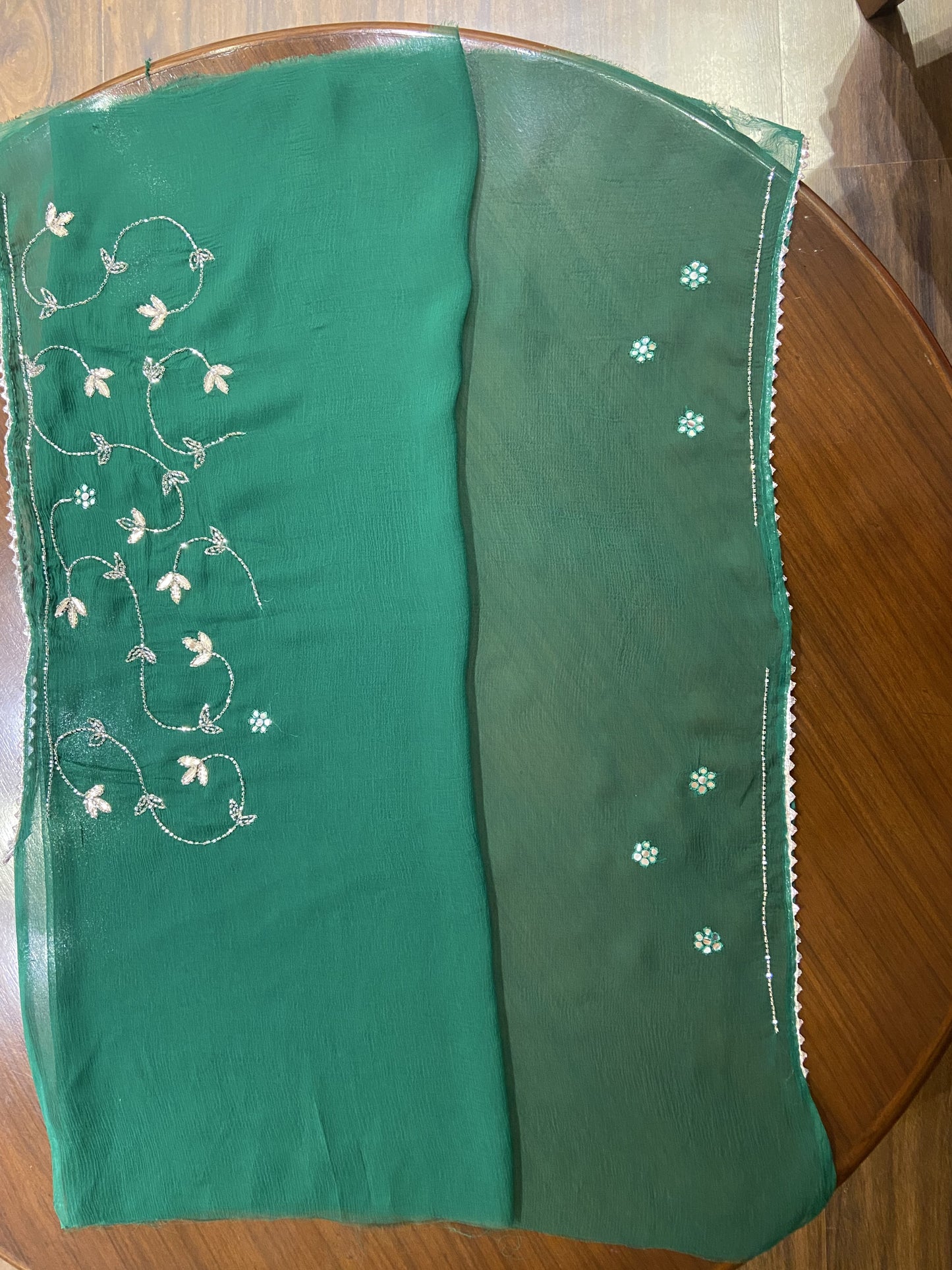 Dark Green Chiffon Saree