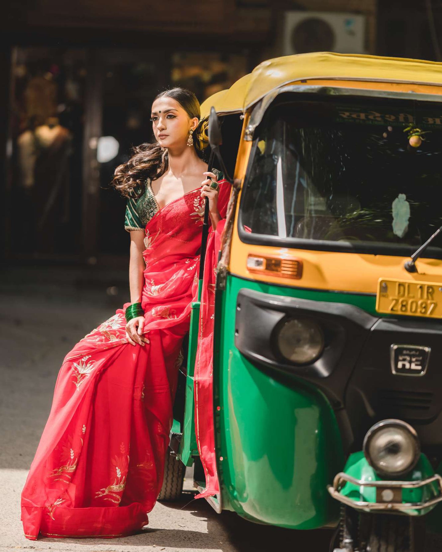 Red Chiffon Saree