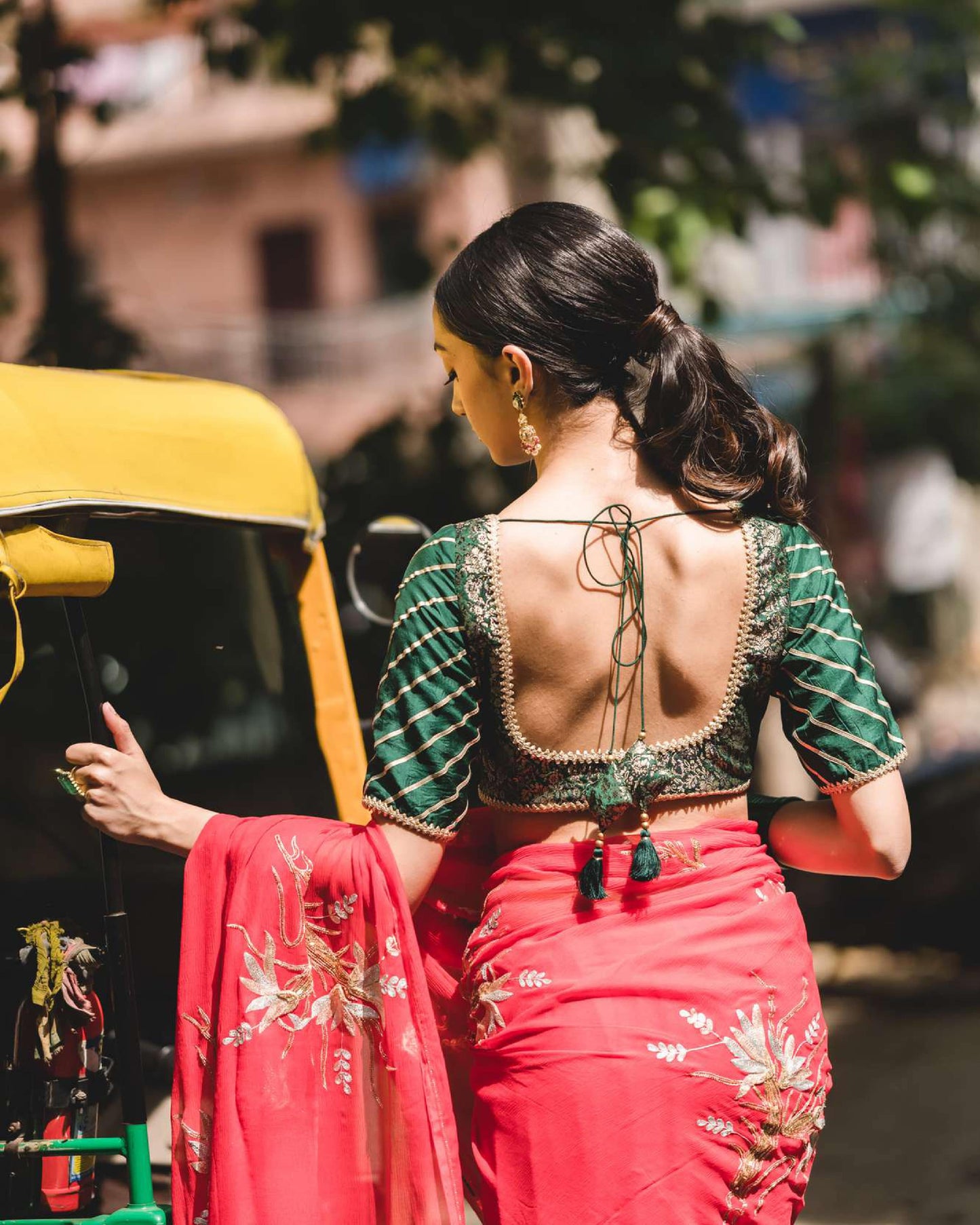 Red Chiffon Saree