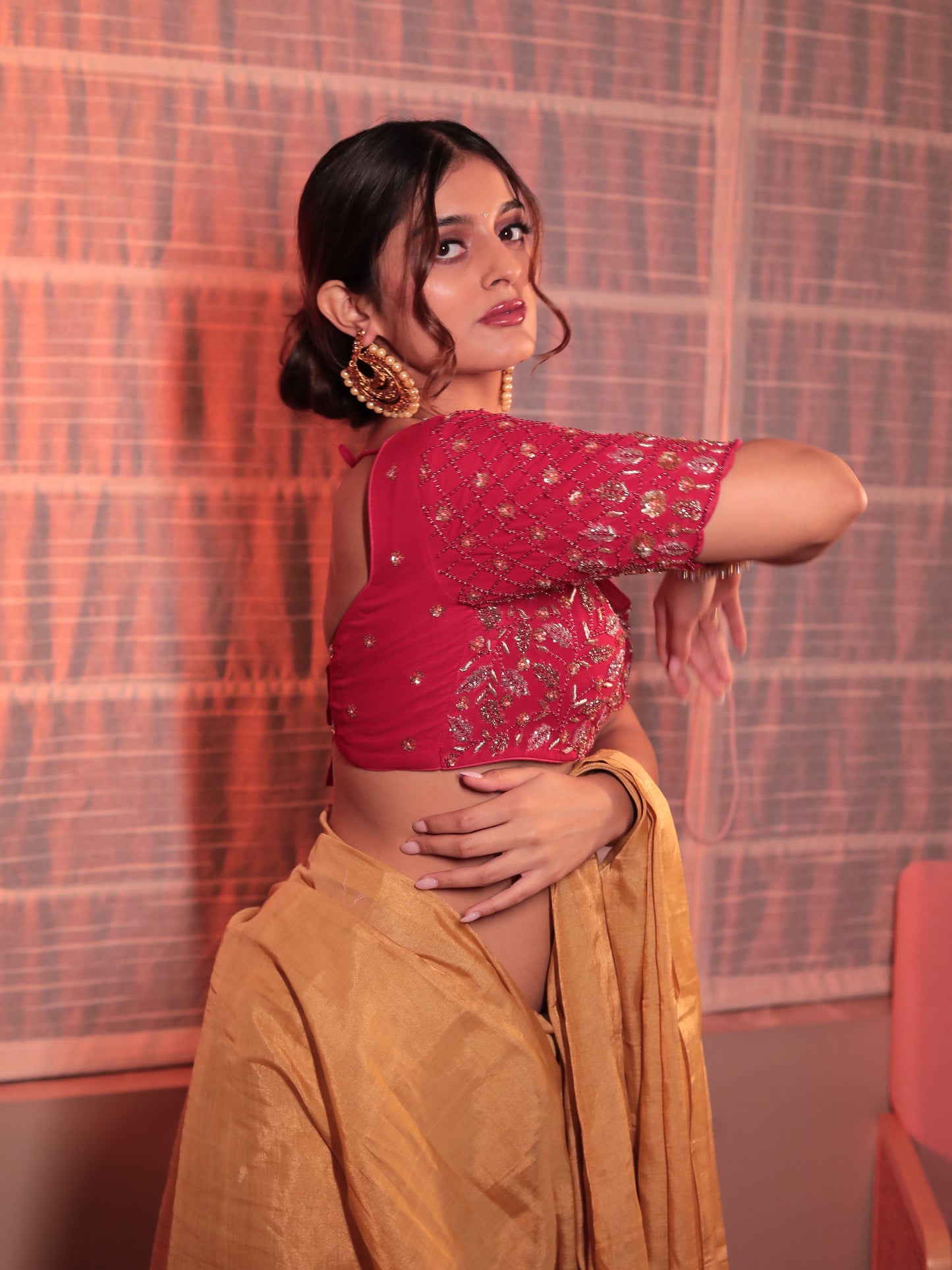 This bold red georgette blouse