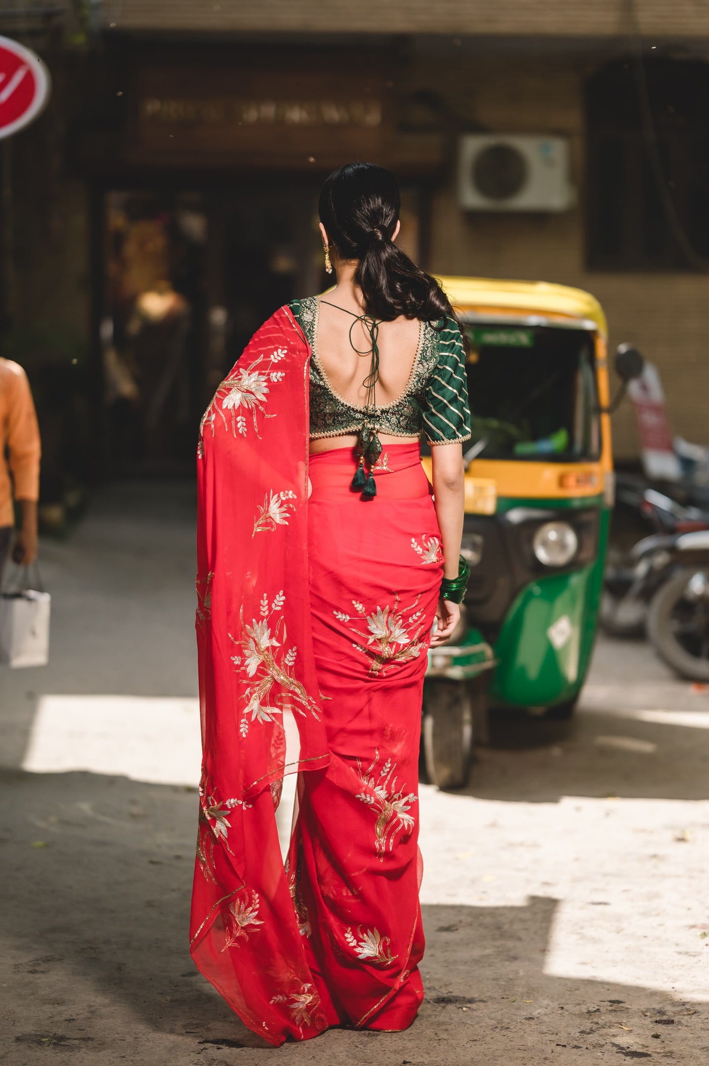 Red Chiffon Saree