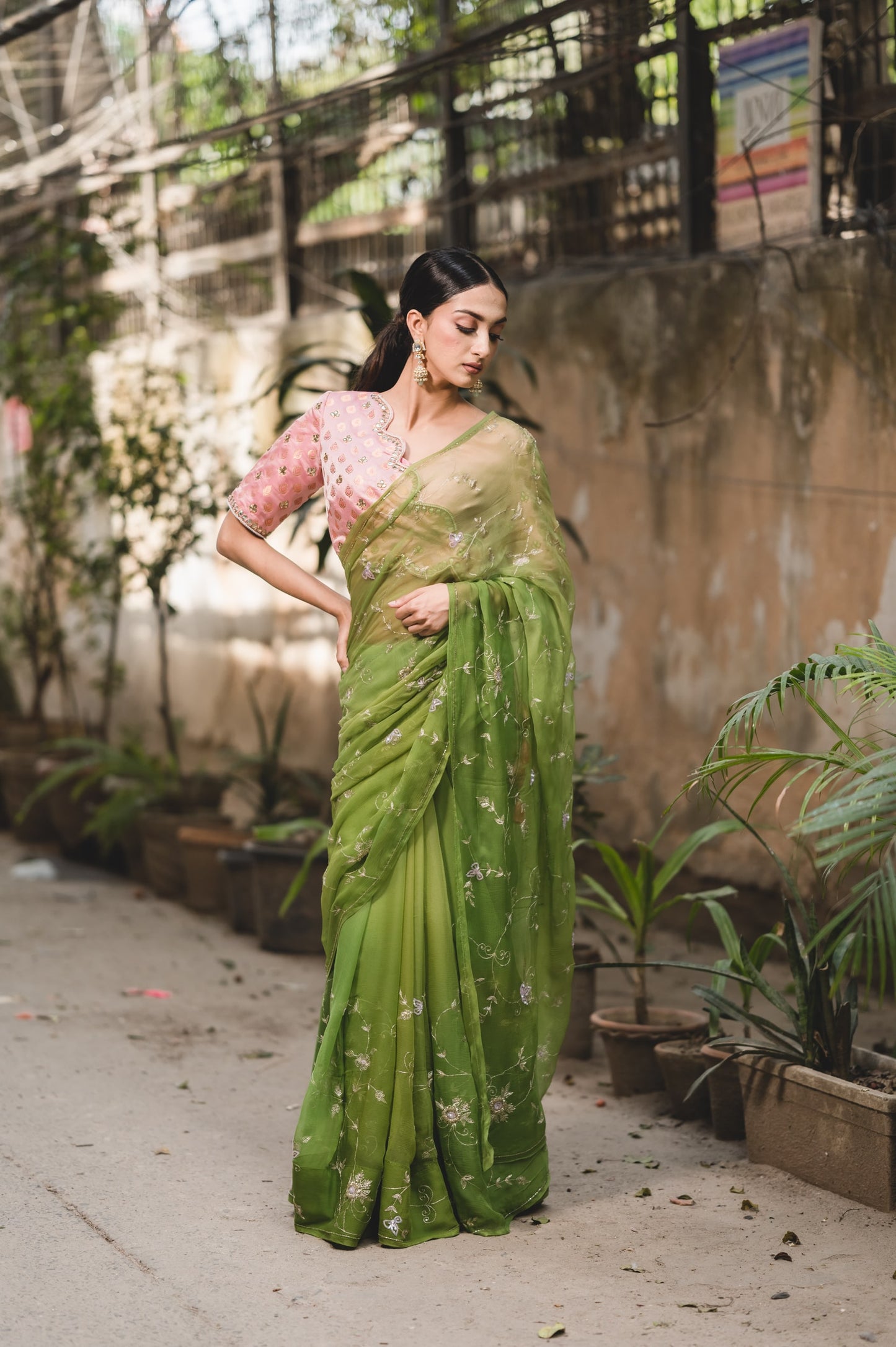 Light Green Chiffon Saree