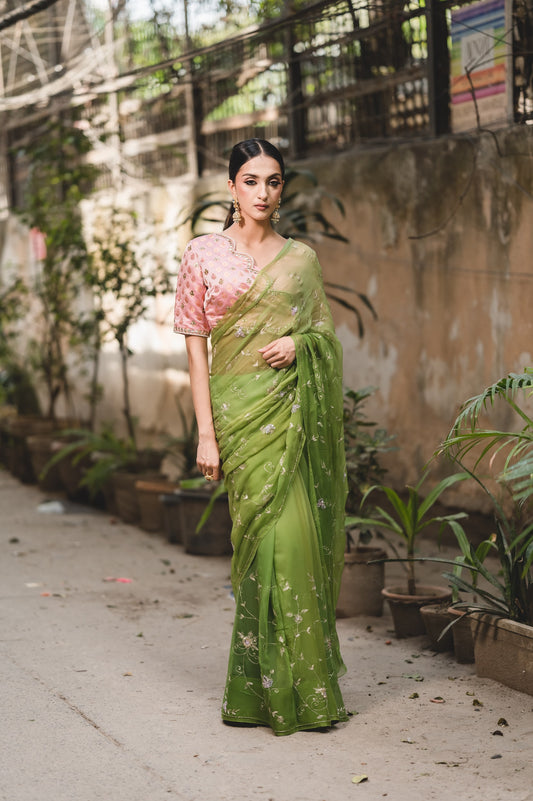 Light Green Chiffon Saree