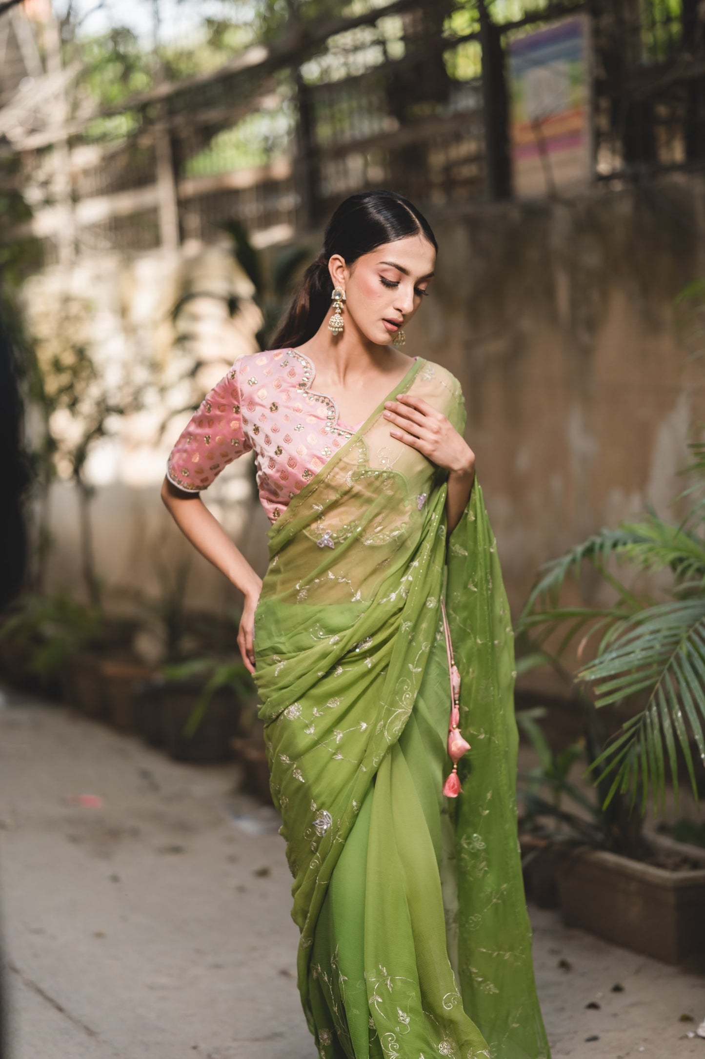 Light Green Chiffon Saree