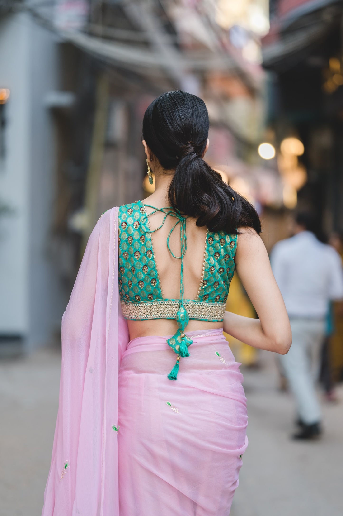 Green Brocade Blouse