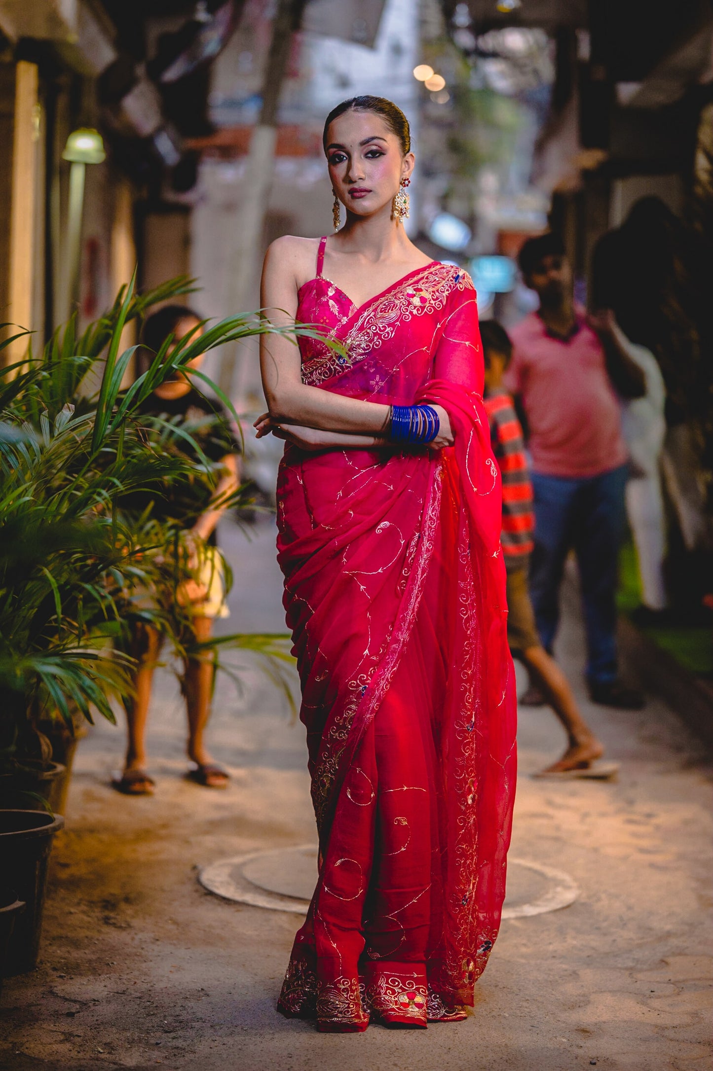 Mergenta Chiffon Saree