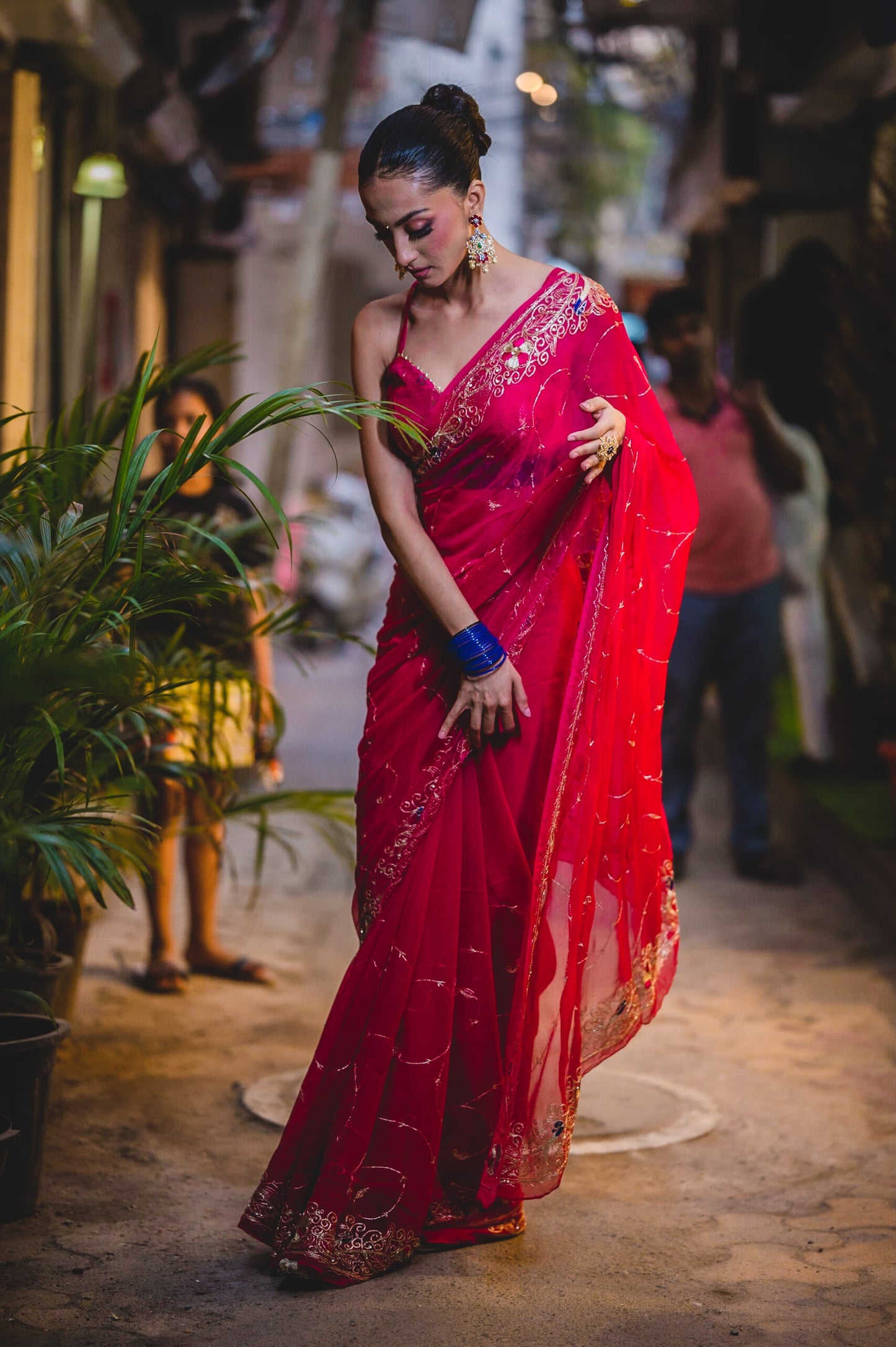 Mergenta Chiffon Saree