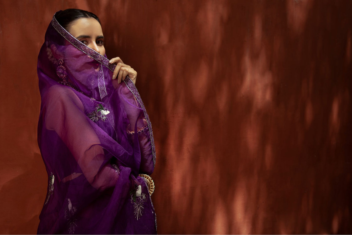 Purple Chinnon Chiffon Saree & Blouse Set